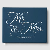 Trouwgastenboek, meneer en mevrouw, marine en wit gastenboek (Voorkant)