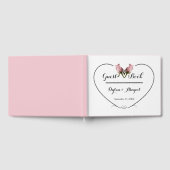 Trouwgastenboek met 2 Roze Rozen en Hart Gastenboek (Volledig)