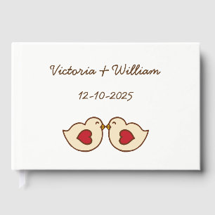 Trouwgastenboek met gepersonaliseerde liefdesvogel gastenboek