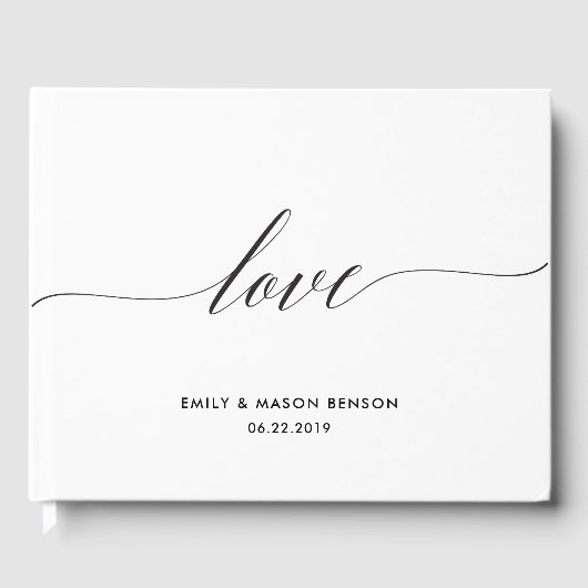 Trouwgastenboek met liefdesscript, elegant gastenboek (Voorkant)