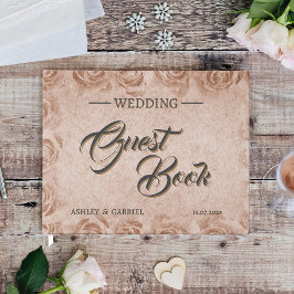 Trouwgastenboek met vintage bloemmotief en rustiek gastenboek