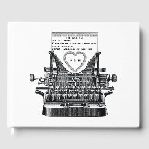 Trouwgastenboek met vintage schrijfmachine memo