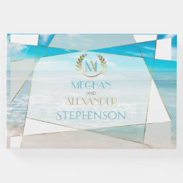 Trouwgastenboek | Modern geometrisch monogram Gastenboek