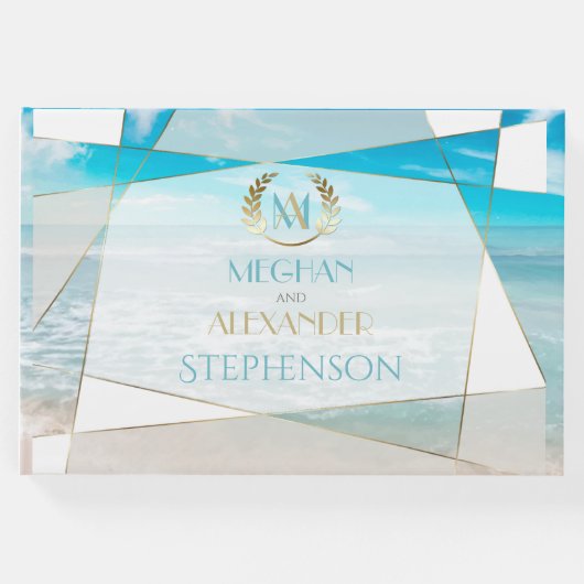 Trouwgastenboek | Modern geometrisch monogram Gastenboek (Voorkant)