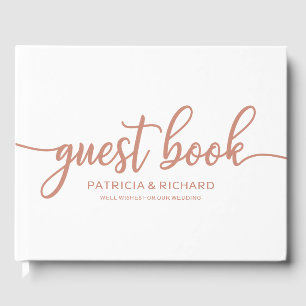 Trouwgastenboek Roze Goud Chic Calligrafie Gastenboek
