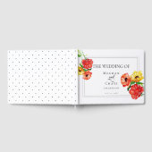 Trouwgastenboek | Waterverf Bloemrood Geel Gastenboek (Volledig)