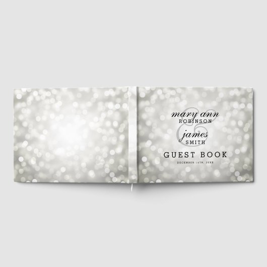 Trouwgastenboek Zilveren Bokeh Lights Gastenboek (Volledig)