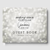 Trouwgastenboek Zilveren Bokeh Lights Gastenboek (Voorkant)