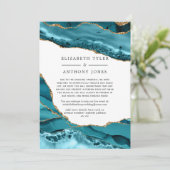 Trouwgastenlijst met minder genodigden met turkooi aankondiging (Staand voorkant)