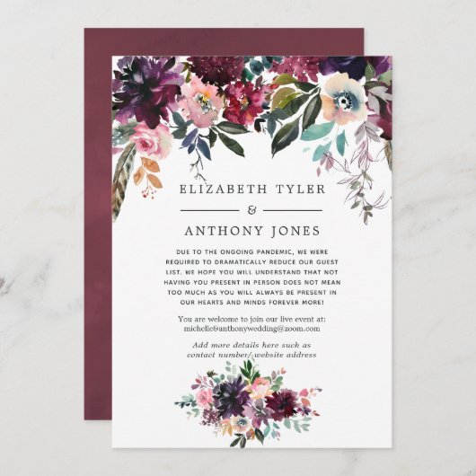 Trouwgastlijst Bordeaux wijn gereduceerd Aankondiging (Voorkant / Achterkant)