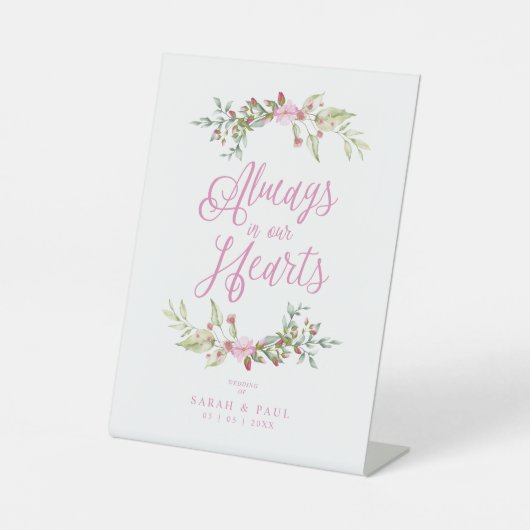 Trouwgedenktafel Floral Motivatie Quote Reclamebord Met Voetstuk (Voorkant)