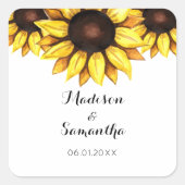 Trouwgeel Bloemen Zonnebloem Vierkante Sticker (Voorkant)