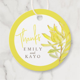 Trouwgeel conebush waterverf voorkeur bedankt bedankjes labels