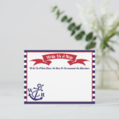 Trouwgeheugen Briefkaart Modern blauw nautisch Zee (Staand voorkant)