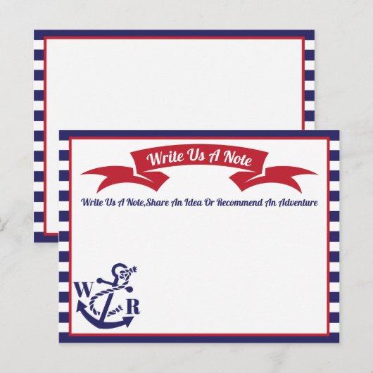 Trouwgeheugen Briefkaart Modern blauw nautisch Zee (Voorkant / Achterkant)