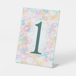 Trouwgelaagde harten Tafelnummer voetstuk Reclamebord Met Voetstuk