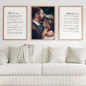 Trouwgeloften en foto's van het echtpaar muurkunst sets