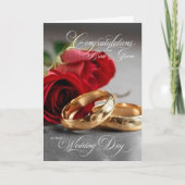 Trouwgelukwensen Rozen en Ringen Kaart (Voorkant)