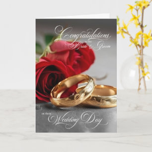 Trouwgelukwensen Rozen en Ringen Kaart