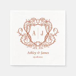 Trouwgeschenk met terracotta monogram-kam en winge servet