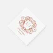 Trouwgeschenk met terracotta monogram-kam en winge servet (Hoek)