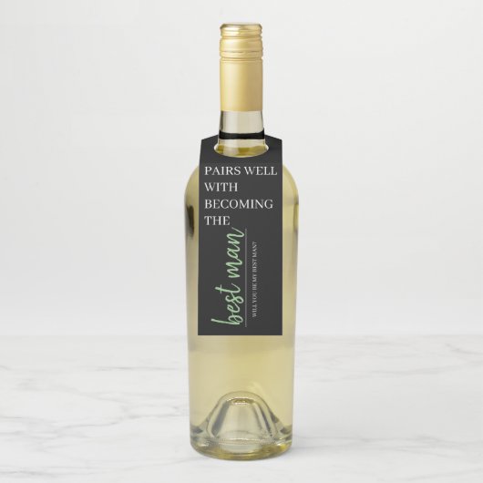 Trouwgetuige Aankondiging Wijnfles Hanger Label (Op fles)