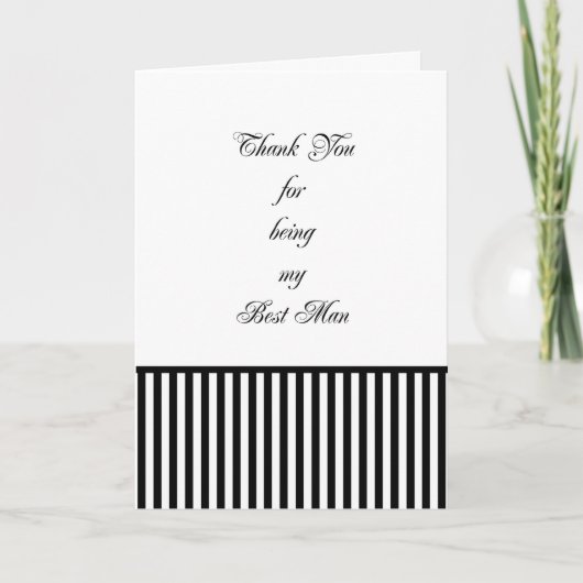 Trouwgetuige bedankkaart met zwart-wit streep (Voorkant)
