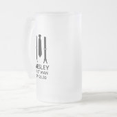 Trouwgetuige Black Tie Matglas Bierpul (Voorkant links)