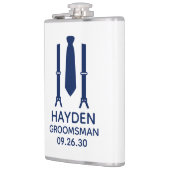 Trouwgetuige Blauwe Das Heupfles (Links)