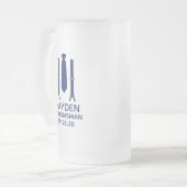 Trouwgetuige Blauwe Das Matglas Bierpul (Voorkant links)