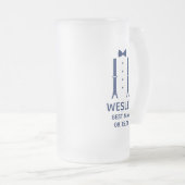 Trouwgetuige Blauwe Vlinderdas Matglas Bierpul (Voorkant rechts)