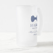 Trouwgetuige Blauwe Vlinderdas Matglas Bierpul (Voorkant rechts)