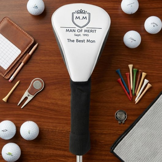 Trouwgetuige Trouw Monogram Beginletters Man van V Golfheadcover