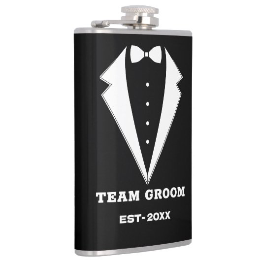 Trouwgetuige Voorstel Glas, Team Bruidegom Geperso Heupfles (Rechts)