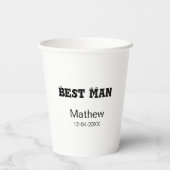 Trouwgetuige vrijgezellenfeest voeg naam datum toe papieren bekers (Achterkant)