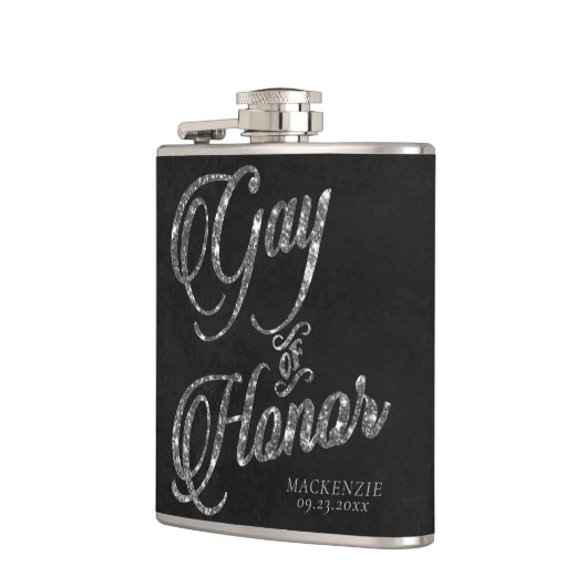 Trouwgetuige | Zilveren bruiloftsgeschenk voor bru Heupfles (Links)