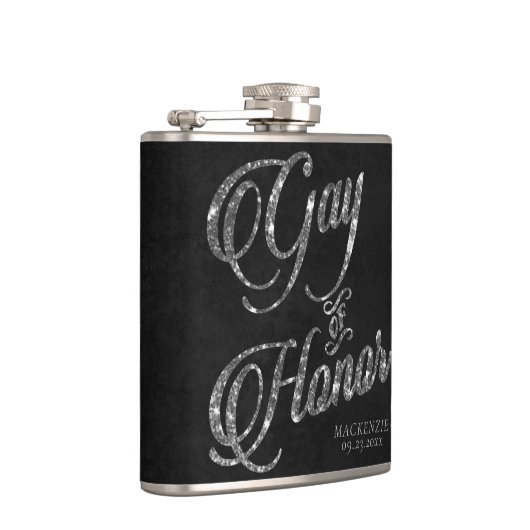 Trouwgetuige | Zilveren bruiloftsgeschenk voor bru Heupfles (Rechts)