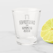 Trouwgetuige Zwart Typography Tuxedo Shot Glas (Achterkant)