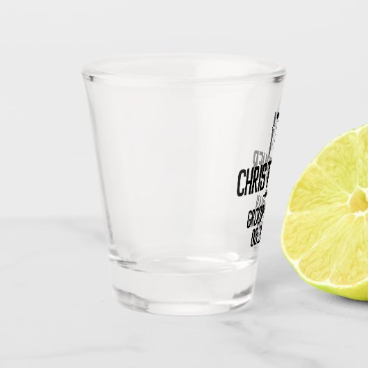 Trouwgetuige Zwart Typography Tuxedo Shot Glas (Links)