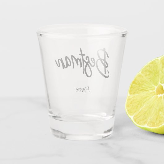 Trouwgetuige Zwart Wit Huwelijk  Shot Glas (Achterkant)