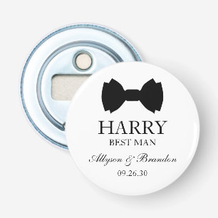Trouwgetuige Zwarte Strikdas Button Flesopener