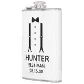 Trouwgetuige Zwarte Strikdas Heupfles (Links)