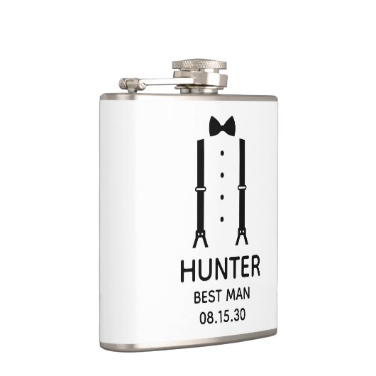 Trouwgetuige Zwarte Strikdas Heupfles (Rechts)