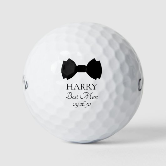 Trouwgetuige Zwarte Vlinderdas Golfballen (Voorkant)