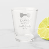 Trouwgetuige Zwarte Vlinderdas Shot Glas (Achterkant)