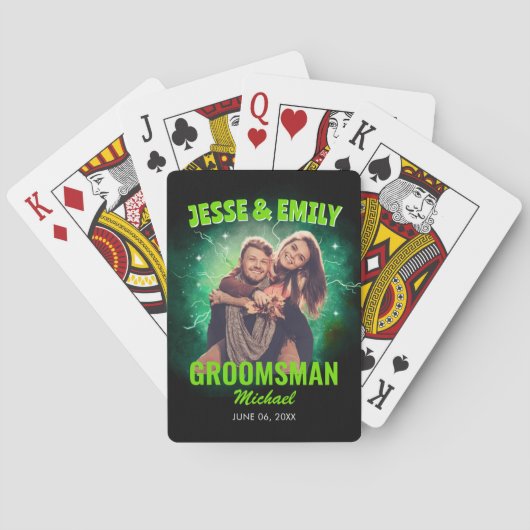 Trouwgetuigen Cadeau Aangepaste Foto Retro Bootleg Pokerkaarten (Achterkant)