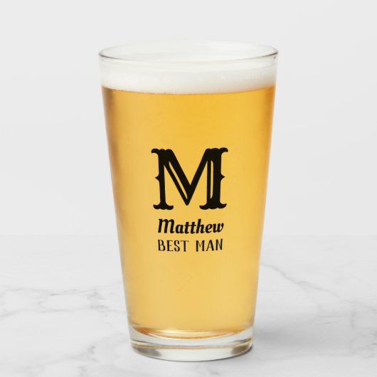 Trouwgetuigen Moderne Monogram Best Man Glas (Voorkant gevuld)