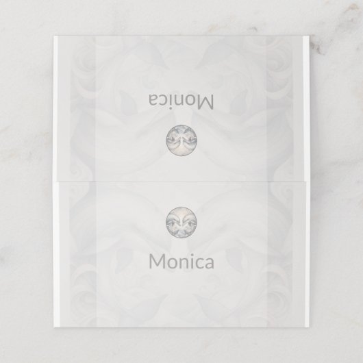 Trouwgevouwen plaatskaart plaatskaartje (Buitenkant ongevouwen)