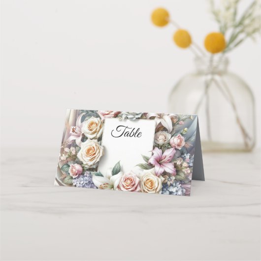 Trouwgevouwen plaatskaart plaatskaartje (Voorkant)