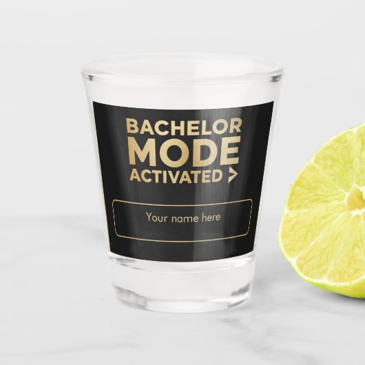 Trouwglas met 'Bachelor Mode Activated' Shot Glas (Voorkant)